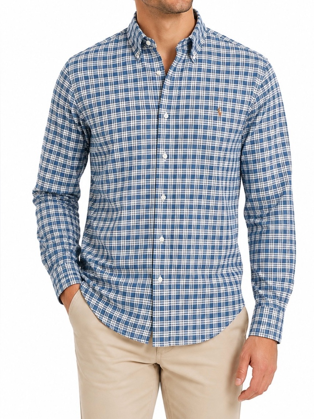 Ralph Lauren Blue Casual Button Down Shirt Size L